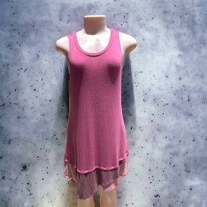 LOGO by Lori Goldstein pink layered ruffle bottom tank dress /‎ tunic M